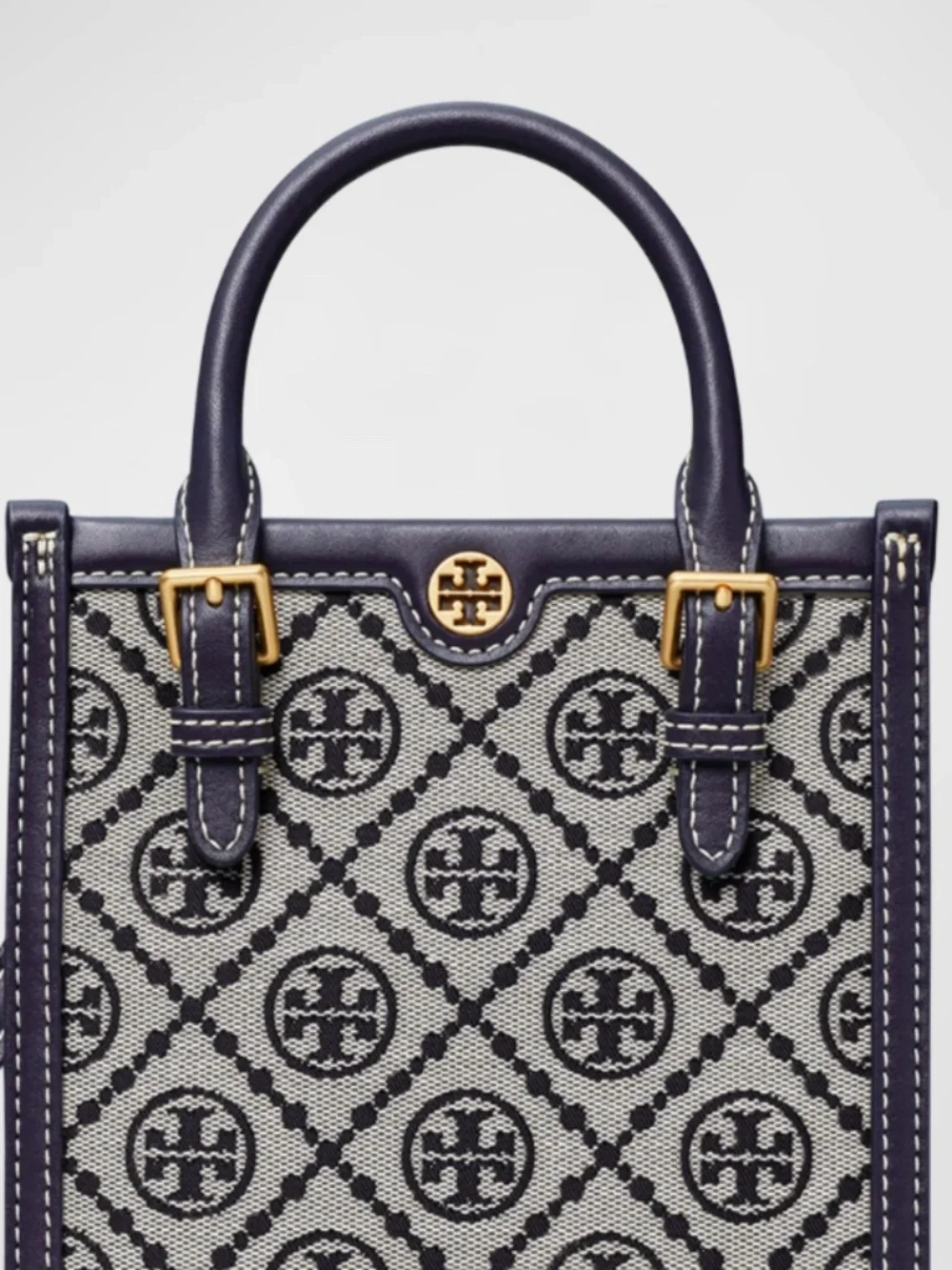 NWT Tory Burch T-monogram Jacquard Navy Blue Mini Tote Bag